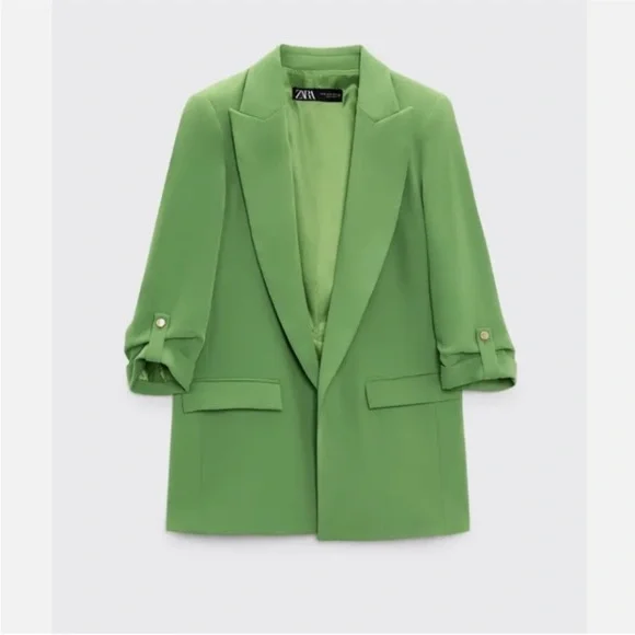 Zara Women's Vibrant Green Suit Jacket - Picture 1 of 4